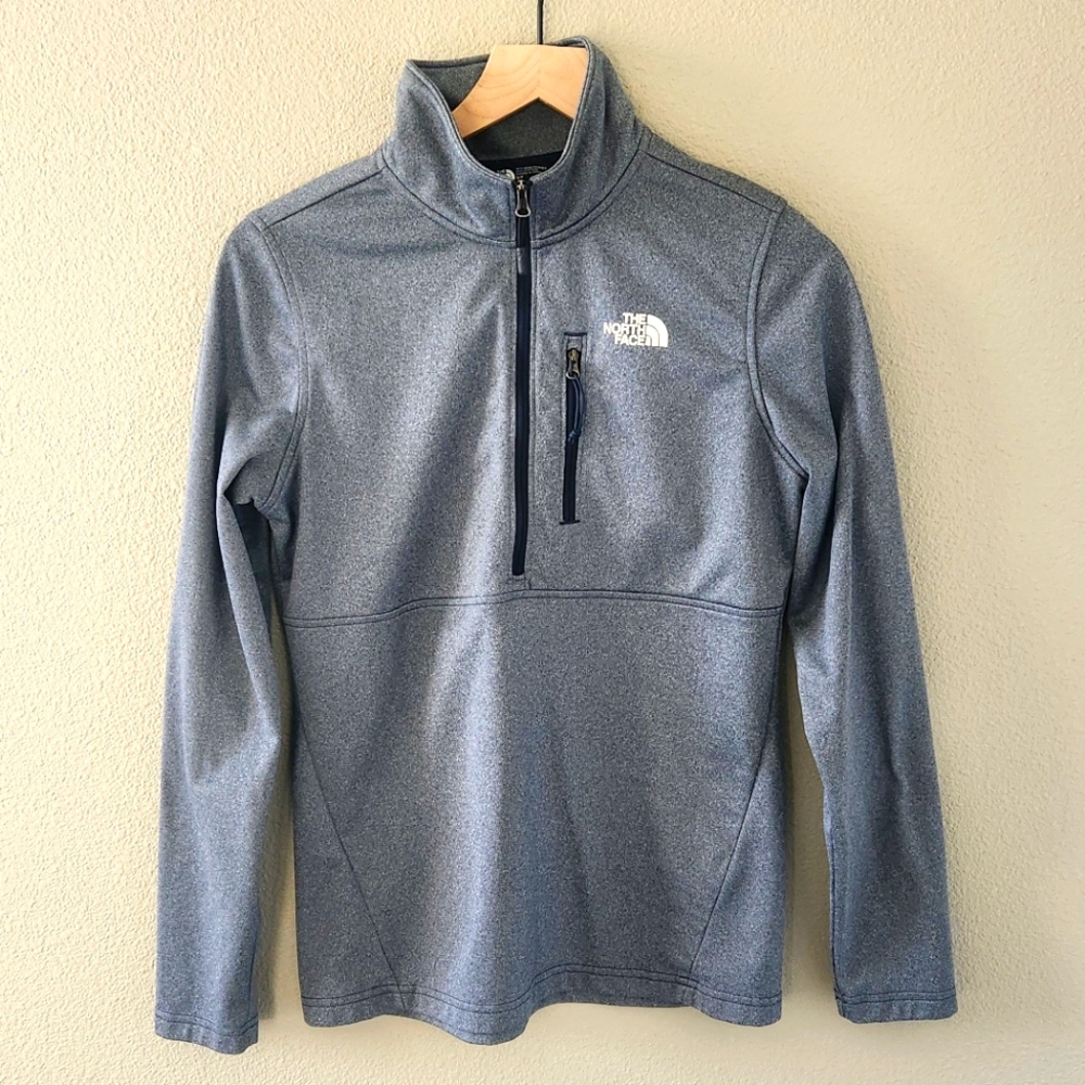 The North Face 1/4 Zip Pullover Top Small Slate Blue Gray Chest Pocket Layering